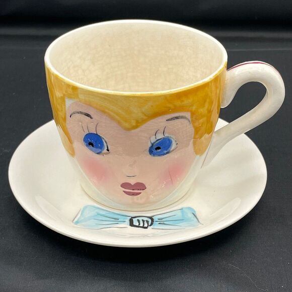 Vintage Mom & Pop Teacups Mugs w/ Matching Bow Saucers 1950s Relco Mid-Century - Picture 7 of 11